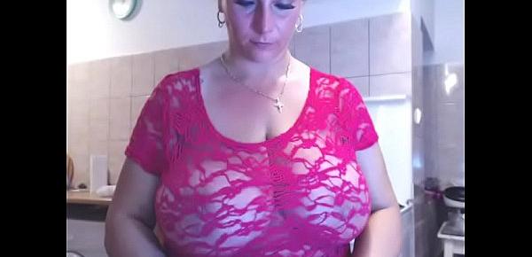 Mom showing big tits on webcam